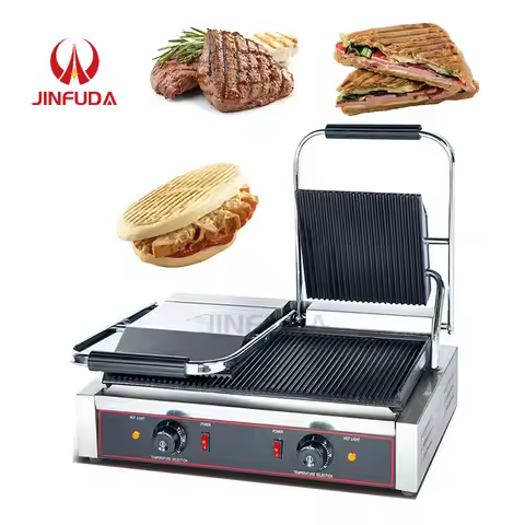 Multifunction Stainless Steel BBQ Plate Gas Panini Grill Machine Commercial Electric Panini Grill Pr