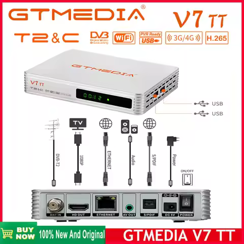 [Genuine]GTMEDIA V7 TT DVB-T/T2 DTT Decoder Terrestrial TV Receiver H.265 10bit Full HD 1080p with E