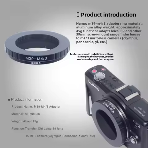 for Leica L39 rangefinder old lens adapter M43, Panasonic GF8, Obar em5 mirrorless camera M39-M4/3 a