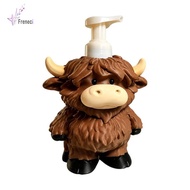 [freneci] Highland Cow Soap Dispenser Textured Cow-Shaped Soap Dispenser with Pump Compact for Bathr