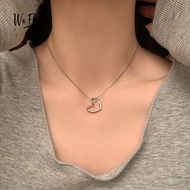 We Flower Minimalist Hollow Heart Pendant Necklace for Women Simple Fashion Clavicle Chain Necklaces Jewelry