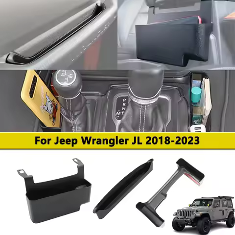 3-PACK Gear Shift Console Side Tray Hanging Storage Box Passenger Organizer For 2018-2023 Jeep Wrang