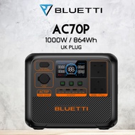 BLUETTI AC70P 864Wh/1000W Portable Power Station Backup Battery 1.5 Hours Super Fast Charging