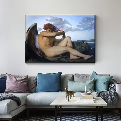 Vintage Fallen Angel Alexandre Poster Cabanel Painting on Canvas Christianity Religious Archangel An
