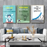 Tranh Gỗ Tráng gương - Bộ 3 Tranh Treo Tường Tạo Động lực - Slogan Decor Văn Phòng