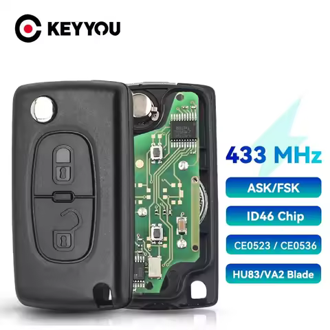 KEYYOU For Citroen C2 C3 C4 C5 C6 C8 Xsara Picasso CE0523 Ce0536 VA2/HCA Blade 434Mhz ASK FSK 2 Butt