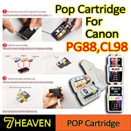 Vision Pop Cartridges set for Canon PG88 & CL98 for Printer Canon PIXMA E500, E510, E600, E610