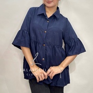 Plus Glaiza (XL-2XL) 3/4 Layered Buttoned Top