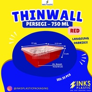MERAH THINWALL SQUARE 750 RECTANGLE REDML 750ML Food Storage Container