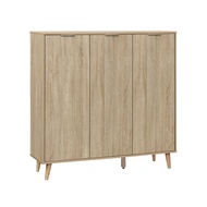 VHIVE Bremen 3 Door 1.2m Storage Cabinet (Oak 120cm Sideboard Shoe Rack)