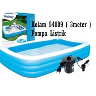 BESTWAY PLAIN SQUARE CHILDREN'S SWIMMING POOL LARGE SIZE (305 CM) 54009 / POOL + ELECTRIC PUMP