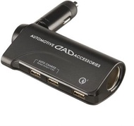 日本 DAD 12V 汽車用一拖三USB充電器分插點煙器QC3.0手機充電器