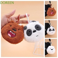 DOREEN Bear Plush Doll Card Bag, We Bare Bears Storage Plush Bear Coin Purse, Keychain Bag Portable Plush Headphone Bag We Bare Bears Plush Wallet Hanging Ornaments