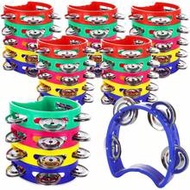 4/6/10pcs Hand Drums, Colored Plastic Hand Drums With 4 Bells, Hand Drum Instruments, Church Hand Pe