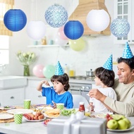 HAN 6pcs Decorative Blue White Hanging Lanterns For Stylish Homes And Event Decors