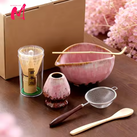 6PCS Japanese Matcha Tea Set Matcha Bowl Bamboo Matcha Whisk and Tea Scoop for Tea Lovers Gifts Tea-
