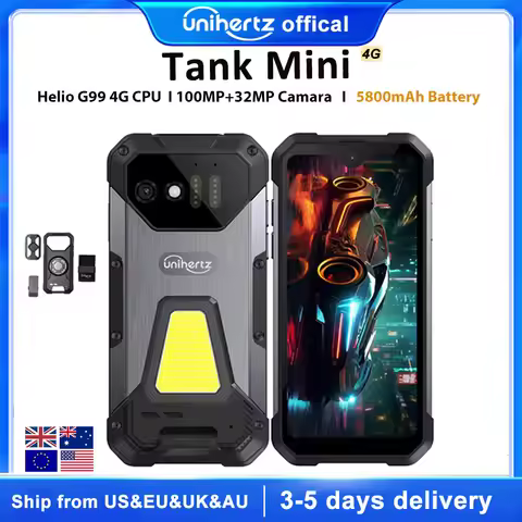 Unihertz 8849 Tank Mini Rugged Smartphone 4.3 Inch Display Android 13 5800mAh 24GB 256GB Helio G99 O