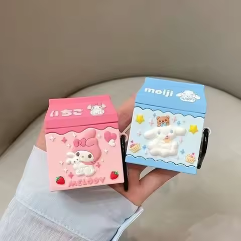 Anime Sanrio Melody Cinnamoroll Couple Milk Box Cartoon Kawaii Lovely Anti‑Fall Earphone Case for Ai