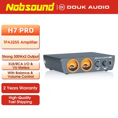 Nobsound H7PRO HiFi Digital Power Amplifier TPA3255 Stereo RCA / Balanced XLR Dekstop VU Meter Amp 6