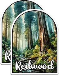 (2 Pack) Redwood National Park Bumper Sticker - US National Park - Choose from 63 Parks - 5" On Long