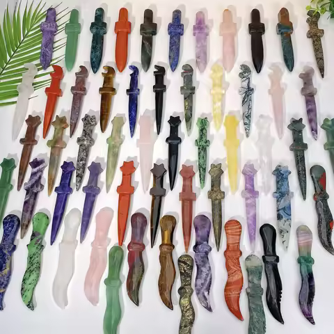 Mystery Box 1PC/3PCS/5PCS/7PCS Random Material Crystal Knife Natural Crystal Carving Blind Box,Gift,