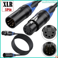 WU 5 Pin XLR DMX512 Adapter Cable DMX512 5-cores XLR Male to Female 5-pin Connector Cord for Mixing 