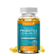 Mulittea Probiotics 120 Billion CFU 36 Strains with Prebiotics &amp; Digestive Enzymes For Men and Women Targeted ReleaseShelf Stable Probiotic for Gut Digestive Health Gas &amp; Bloating Immune Support