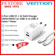 VENTION 30W GAN CHARGER USB A & USB C CHARGER-C + USB-A CHARGER