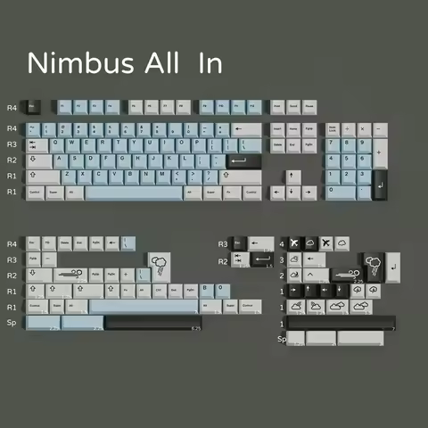GMK Nimbus PBT Keycaps 5-Side Dye Sublimation Cherry Profile 7U Compatible For Alice 40% Custom Mech