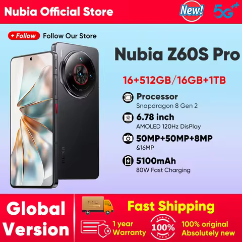 Nubia Z60S Pro Global Version 5G Android Cellphone Snapdragon 8 Gen 2 50MP Triple Camera 120Hz 6.78"