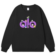 Alo men and women fashion round neck sweater cotton cartoon purple letter printing long sleeve sweat