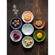 Qingshan Hutong Retro Exquisite Refreshment Plate Ceramic Fruit Plate Household Small Snack Plate Sn