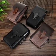 Men PU Leather Double Zipper Phone Bag Waist Bag Hip Bag Small Bag Sports Waist Bag Coin Purse