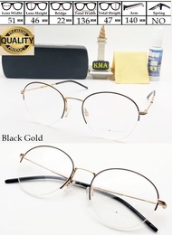 frame kacamata minus premium pria wanita frame bulat baru black gold