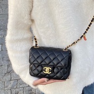 活潑貴氣感🦢99新🆕Chanel黑金23C彩色琺瑯籌碼金幣鏈條方胖子斜挎單肩包