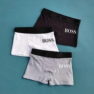 suaihua3 【พร้อมส่ง】BOSS กางเกงชั้นในผ้าฝ้ายเอวยางยืดพิมพ์ลายตัวอักษรแฟชั่นผู้ชาย
