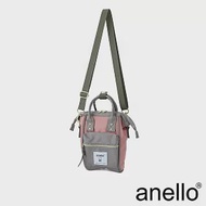 anello 防潑水強化 經典口金迷你斜背包- 粉紅x奶茶色