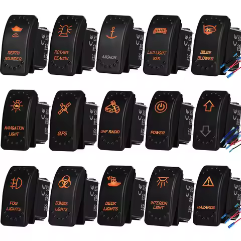 Marine Boat Grade Rocker Switch Bilge Blower Latching Switch Anchor Momentary Toggle Switch Amber LE