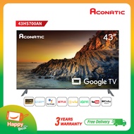 Aconatic Google TV FHD รุ่น 43HS700AN ขนาด 43 นิ้ว รองรับ WiFi ระบบปฏิบัติการ Google/Netflix &amp; Youtube, Voice Search, Frameless Design, Dolby Audio,Chromecast Built in (รับประกัน 3 ปี)