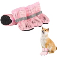 Summer Breathable Dog Shoes for Small Dogs, Breathable Mesh Dog Boots for Summer Hot Pavement, Refle