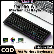 98 Key Wireless Gaming Keyboard 3-Mode Gaming Mechanical Keyboard RGB Blue Switch Office Keyboard