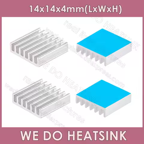 WE DO HEATSINK 14x14x4mm Without or With Thermal Pad Silver Tone Self Adhesive Thermal Tape Applied
