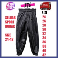 BAJU SEKOLAH - Sports seluar#Sukan seluar#Tracksuit Hitam Kaki ada getah Kain tricot