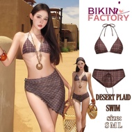 BIKINI FACTORY Plaid Brown Women's Fashion Set Wear To Take Photos Of The Sea Good Work Available In