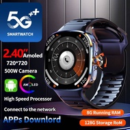 8GB+128GB RAM 5G/4G Smart Watch 2.4 inch AMOLED 2100mah Battery 900W Camera GPS WIFI NFC Google APPS