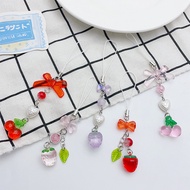 Korean Style Strawberry Cherry Bow Heart Beaded Mobile Phone Chain  Y2k Style Girl Bag Charm Card Bo
