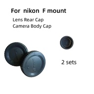 2 pcs Camera Body Cap+Rear Lens Cover Anti-dust Protection ABS Plastic Black for Nikon D800 D850 D75