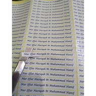 Sticker Nama Rumi/Jawi/Rumi+Jawi (utk kegunaan sekolah)