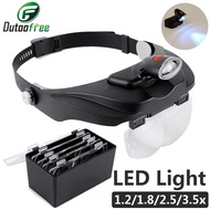 Headband Magnifier Multi-functional Removable LED light Magnifier Magnifying Glass 1.2x 1.8x 2.5x 3.