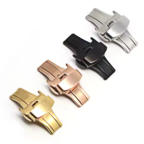 Stainless Steel Butterfly Buckle Polished Button Watch Band 16mm 20mm 22mm 24mm 10/12/14mm Watchband